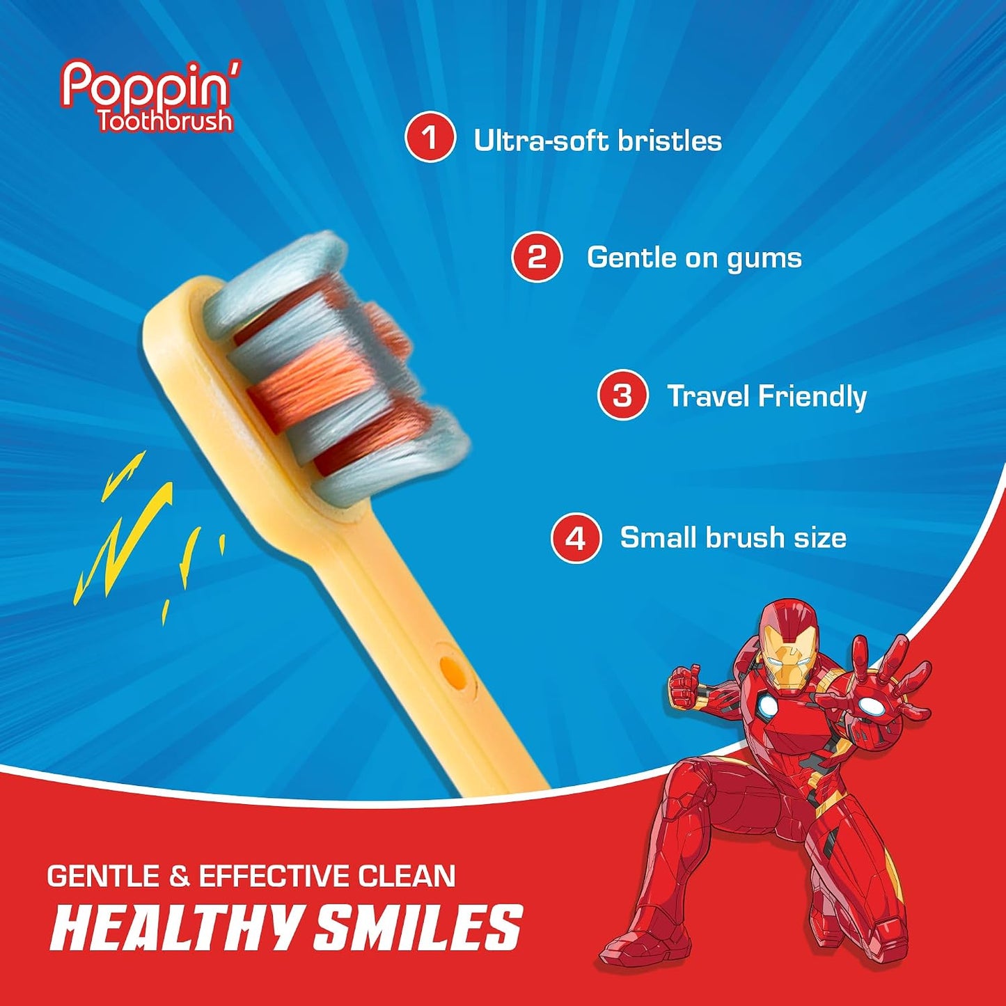 Marvel Kids Toothbrush with Pop Cover – Brush Buddies Soft Bristle Toothbrush