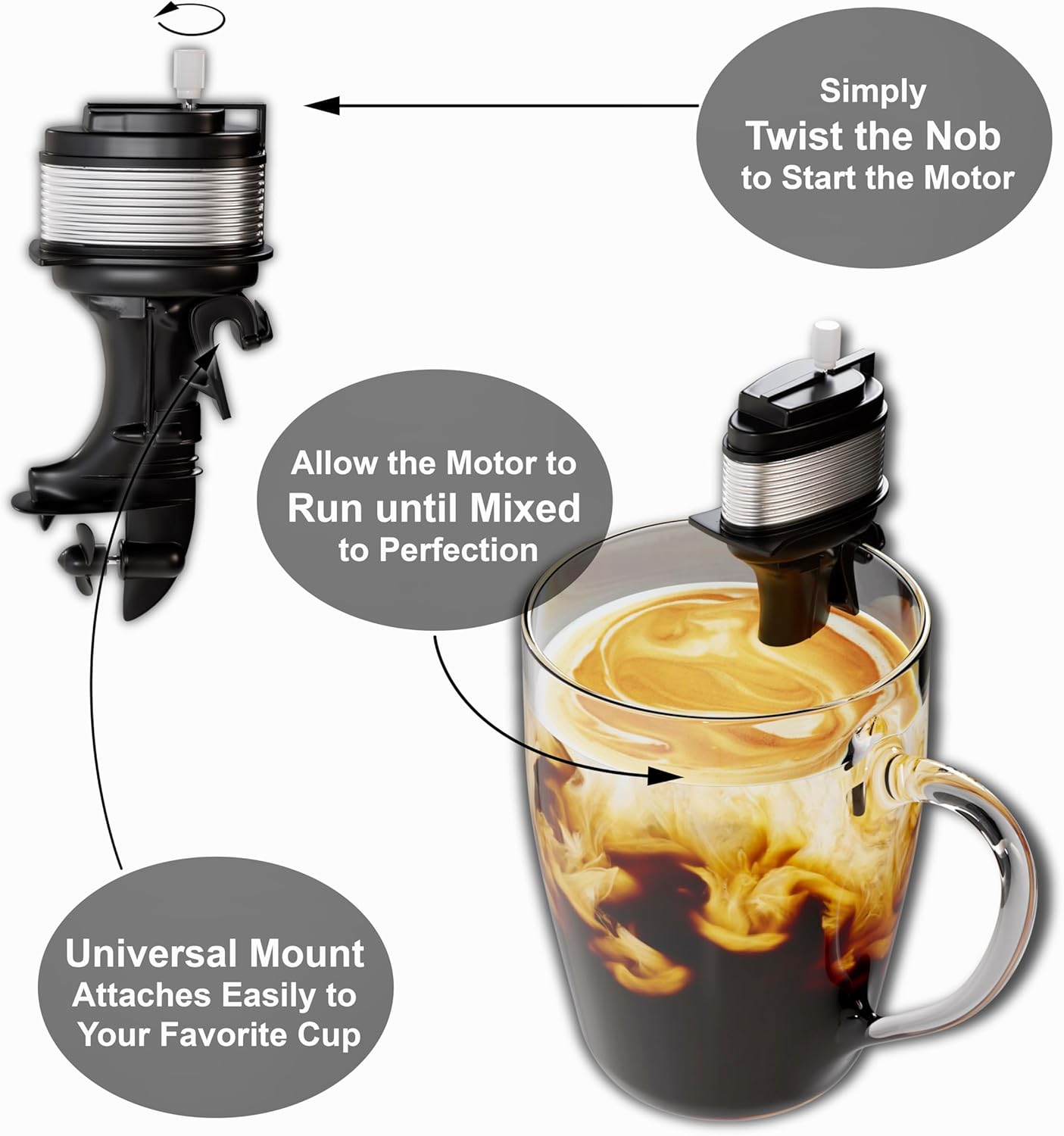 Motor Mixer Wind-Up Drink Stirrer – Novelty Outboard Boat Motor