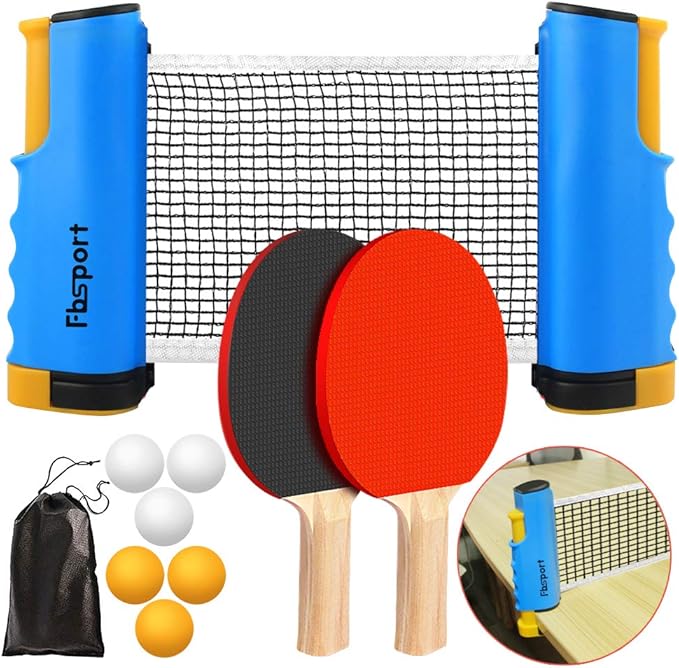 Portable Ping Pong Paddle Set – Retractable Table Tennis Net & 6 Balls