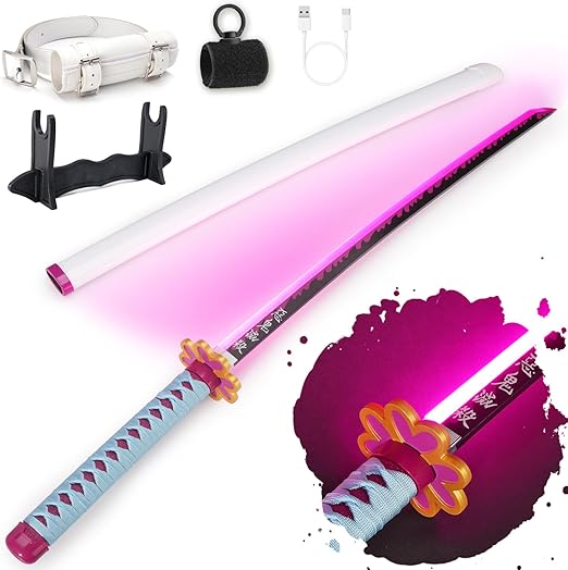 Light-Up LED Cosplay Sword – Rechargeable 40" Prop with Spinner & Holster