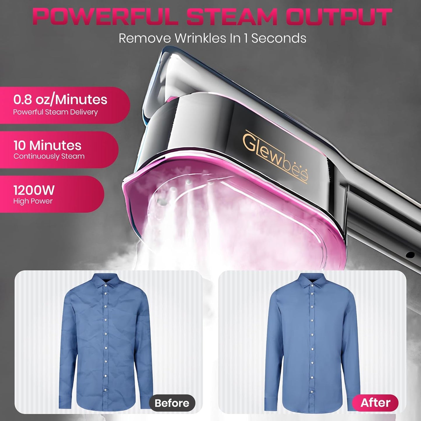 2-in-1 Travel Garment Steamer & Iron – Handheld Portable Clothes Steamer