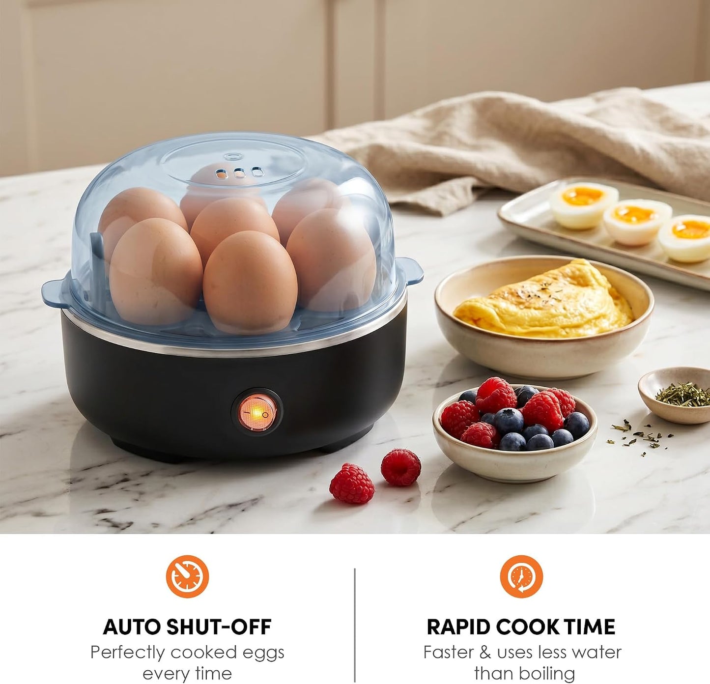 Electric Egg Cooker – 7-Egg Boiler & Steamer with Auto Shut-Off