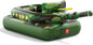 Inflatable tank pool float with built-in water cannon and camo design for kids and adults