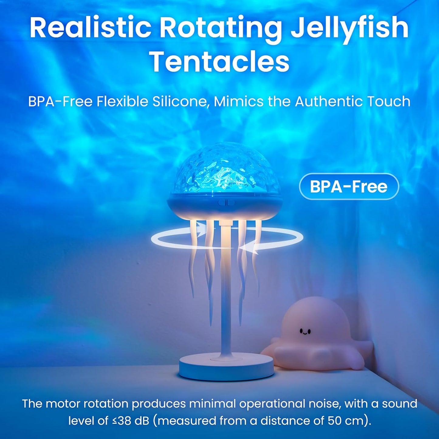 Jellyfish Lamp & Ocean Wave Projector – 2-in-1 Rechargeable Water Ripple Light