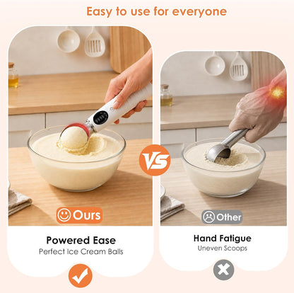 Electric Heated Ice Cream Scoop – Rechargeable Warming Scooper with LED