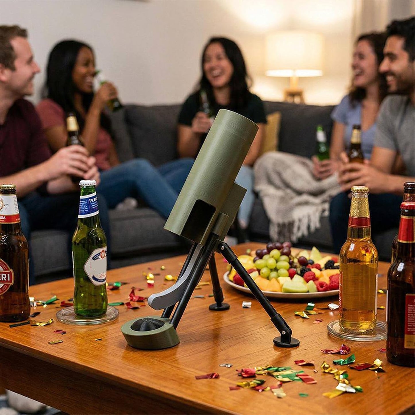 Mortar Bottle Opener – Automatic One-Hand Beer Cap Popper Novelty Gift