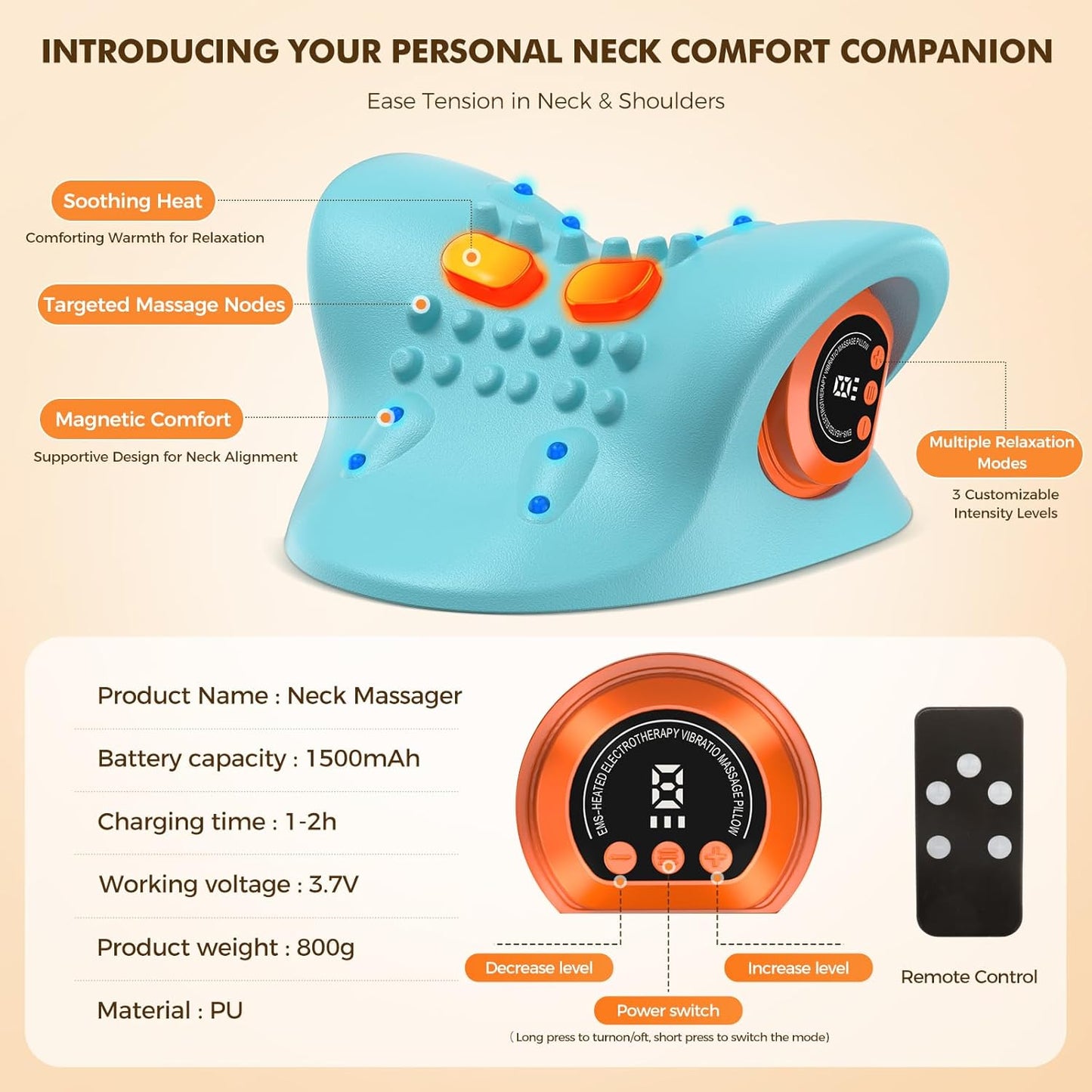 Neck Traction Massager – Portable Cervical Device with Heat & Vibration