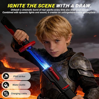 RGB LED Sparking Sword – Cyberpunk Light Up Saber with Sound & Mist