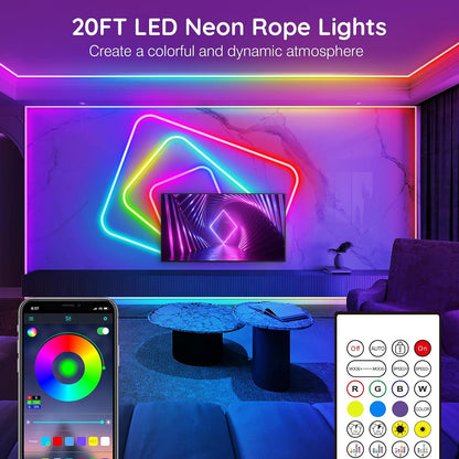 AILBTON 20ft RGB Neon Rope Lights - App Control, Music Sync