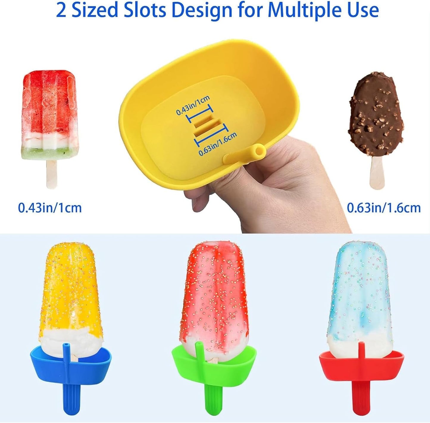 Silicone Popsicle Holders Set of 2 – No-Drip Ice Pop Sleeves with Straw