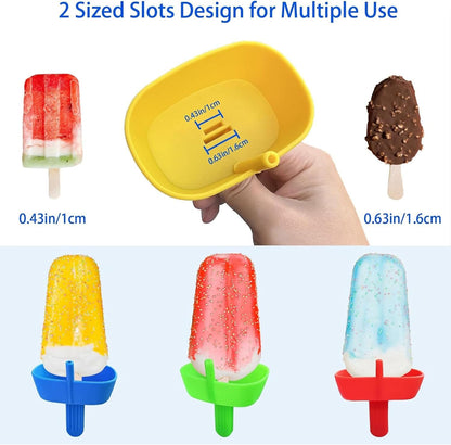 Silicone Popsicle Holders Set of 2 – No-Drip Ice Pop Sleeves with Straw