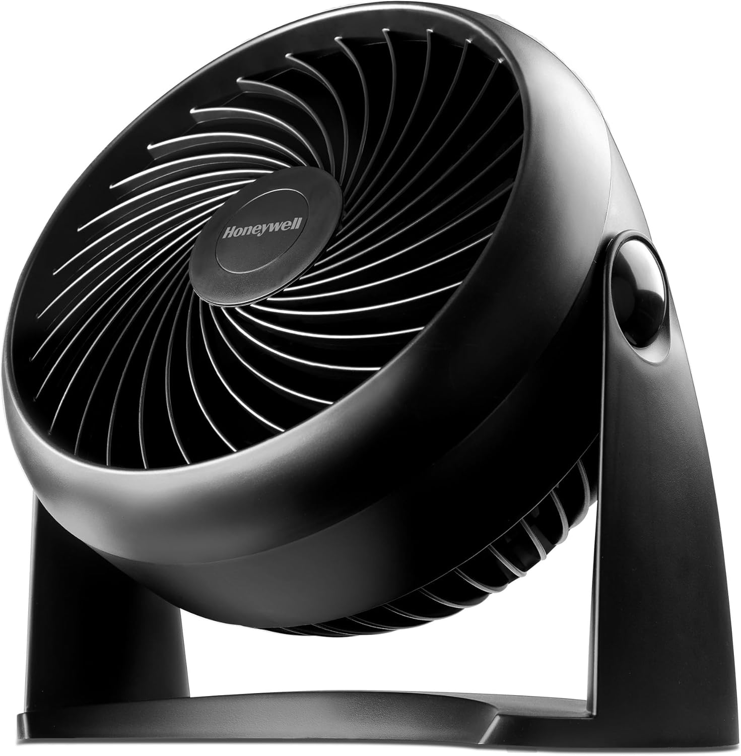 Honeywell TurboForce black table fan with 3-speed control and 90 degree pivoting head