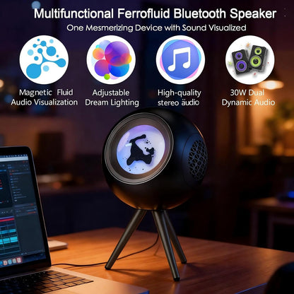 Dancing Ferrofluid Bluetooth Speaker - 30W Magnetic Fluid Audio Visualizer with RGB Light, Desk Toy