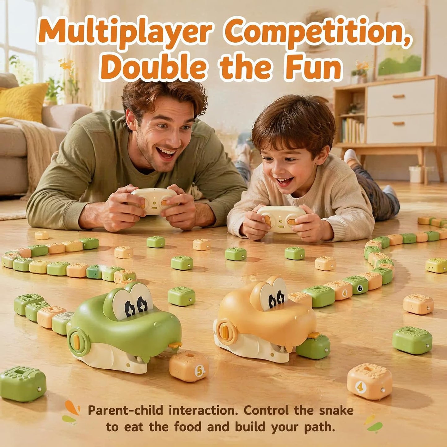 Remote Control Magnetic Snake Toy – Light-Up Eating Snake Game for Kids