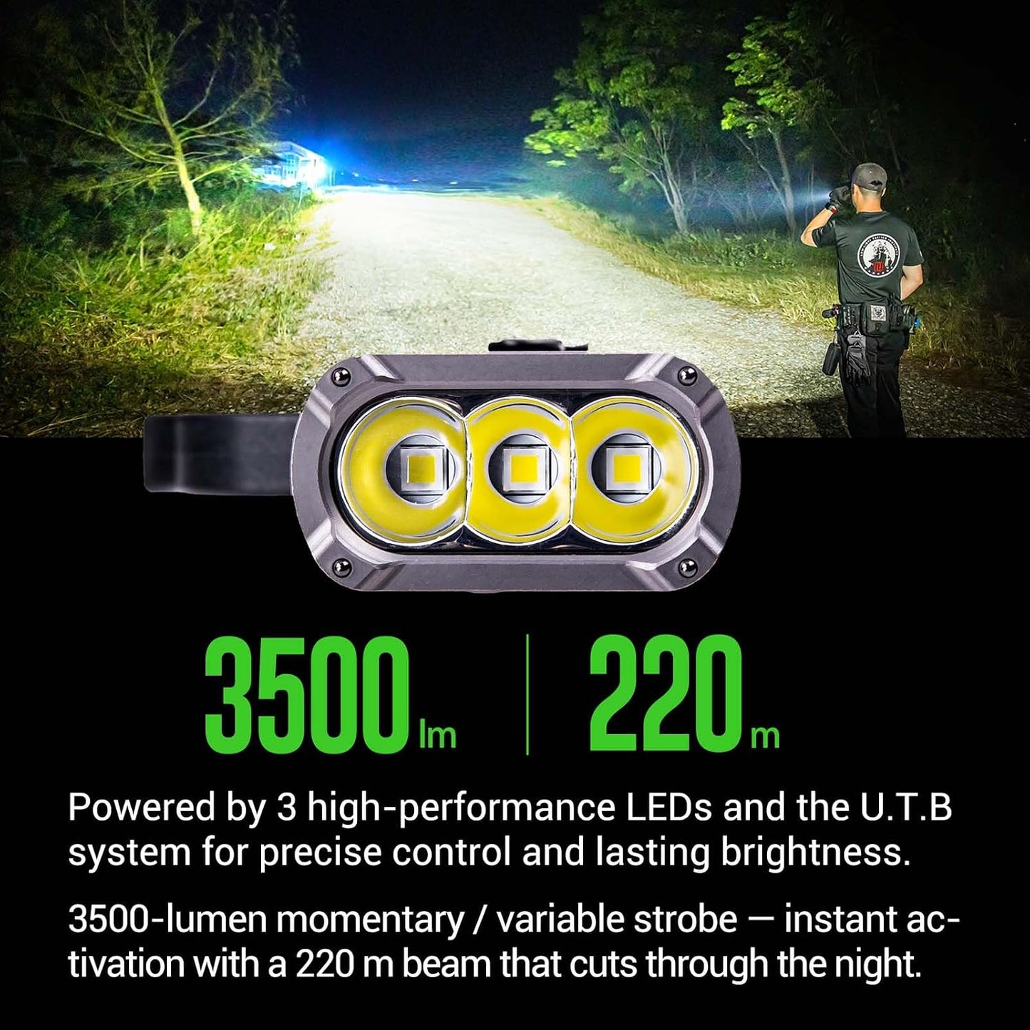 NEXTORCH TA70 Tactical Flashlight – 3500 Lumen Rechargeable EDC Flat Light