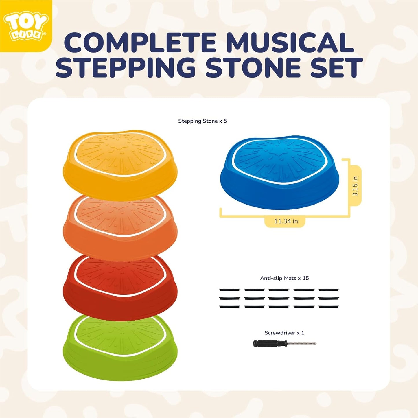 Light Up Musical Stepping Stones for Kids – 5 Pcs Balance & Sensory Toy, Ages 4-8