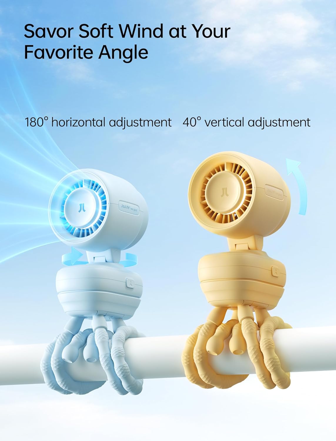 Portable Stroller Fan – 5000mAh Rechargeable Clip Fan with Night Light