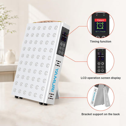 Red Light Therapy Panel – 660nm 850nm 60 LED Lamp with Timer & Stand