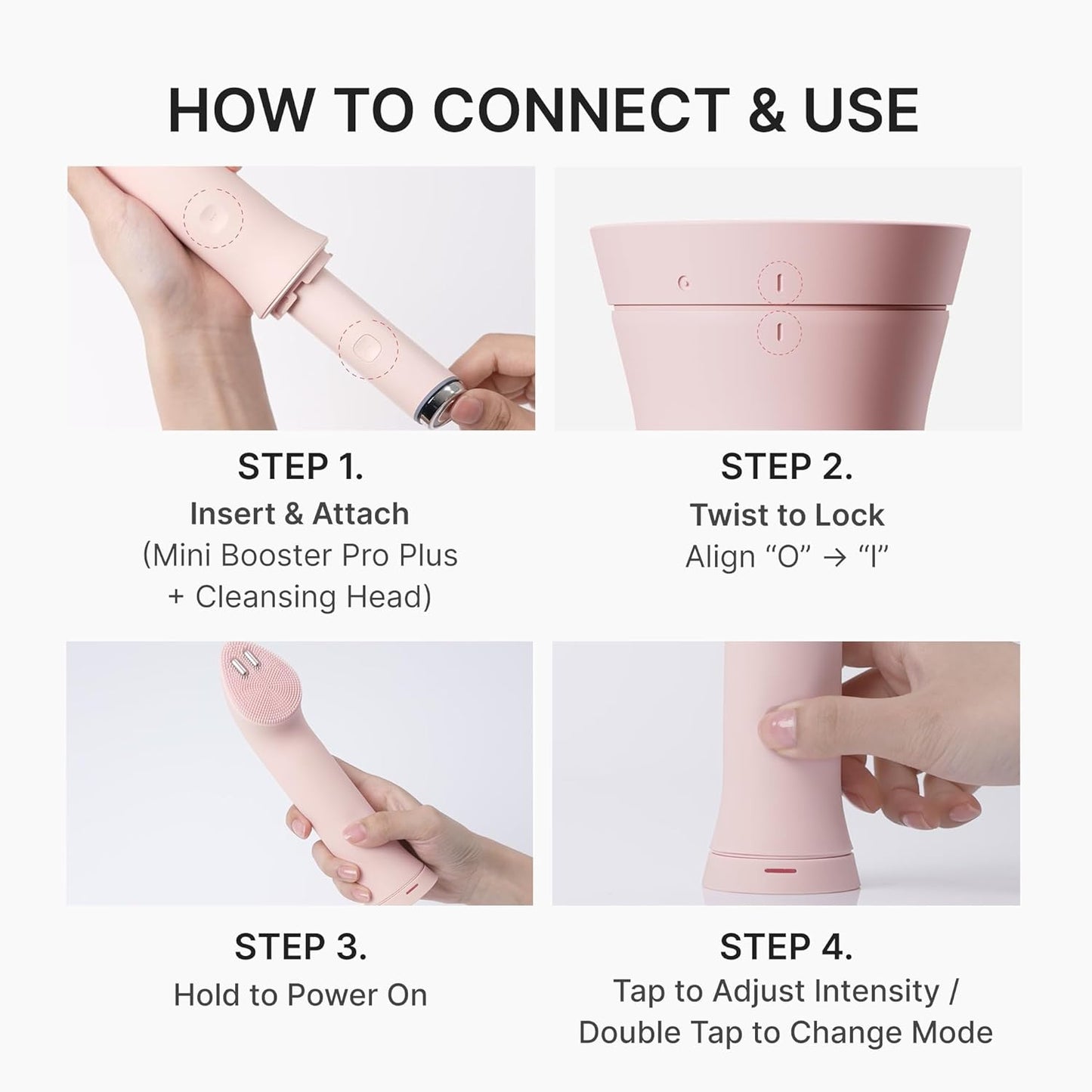 medicube Mini Booster Pro Plus Cleansing Device Set – 2-in-1 Korean Facial Tool (Pink)