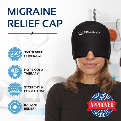 Migraine Relief Cap – Hot & Cold Gel Ice Head Wrap with Eye Mask