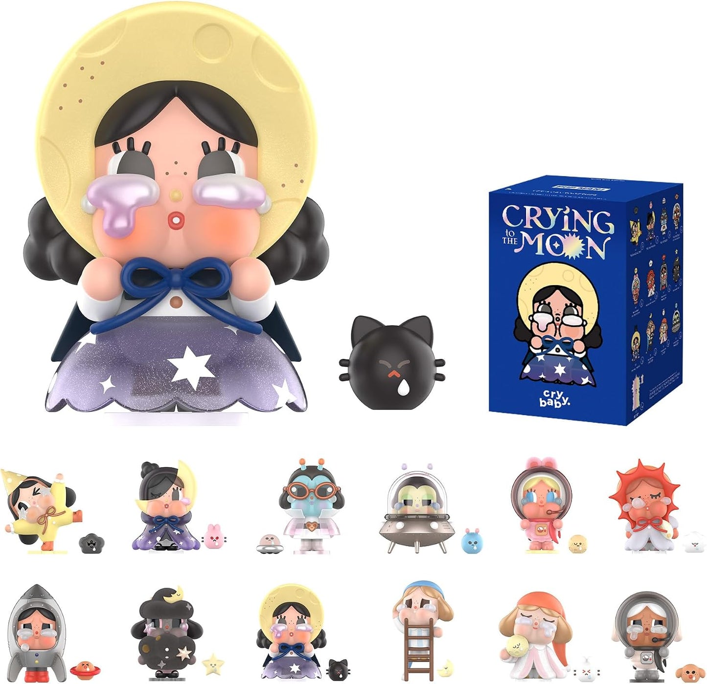 POP MART CRYBABY Crying to the Moon series blind box collectible figure, random design art toy for collectors
