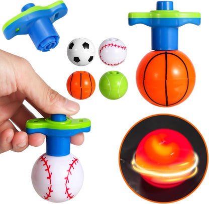 LED light up spinning tops with launcher flashing colorful lights for party favors
