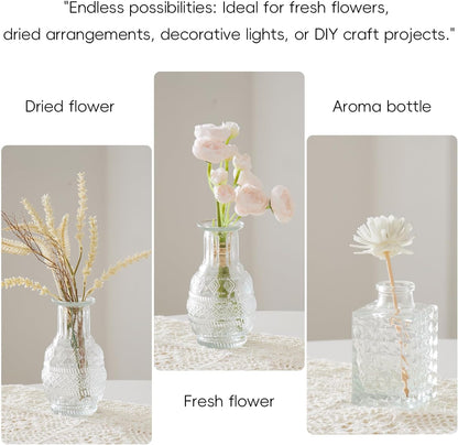 Glass Bud Vases Set of 16 – Small Clear Vintage Vases for Wedding Decor