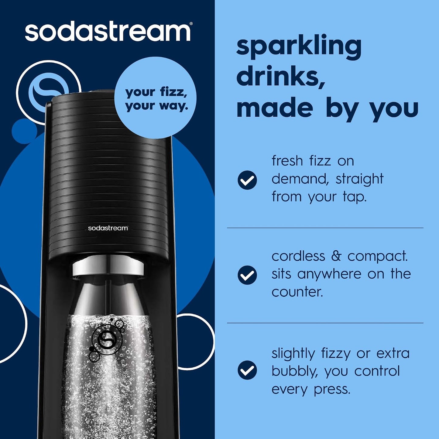 SodaStream TERRA Sparkling Water Maker Bundle – 2 CO2 Cylinders & 3 Bottles