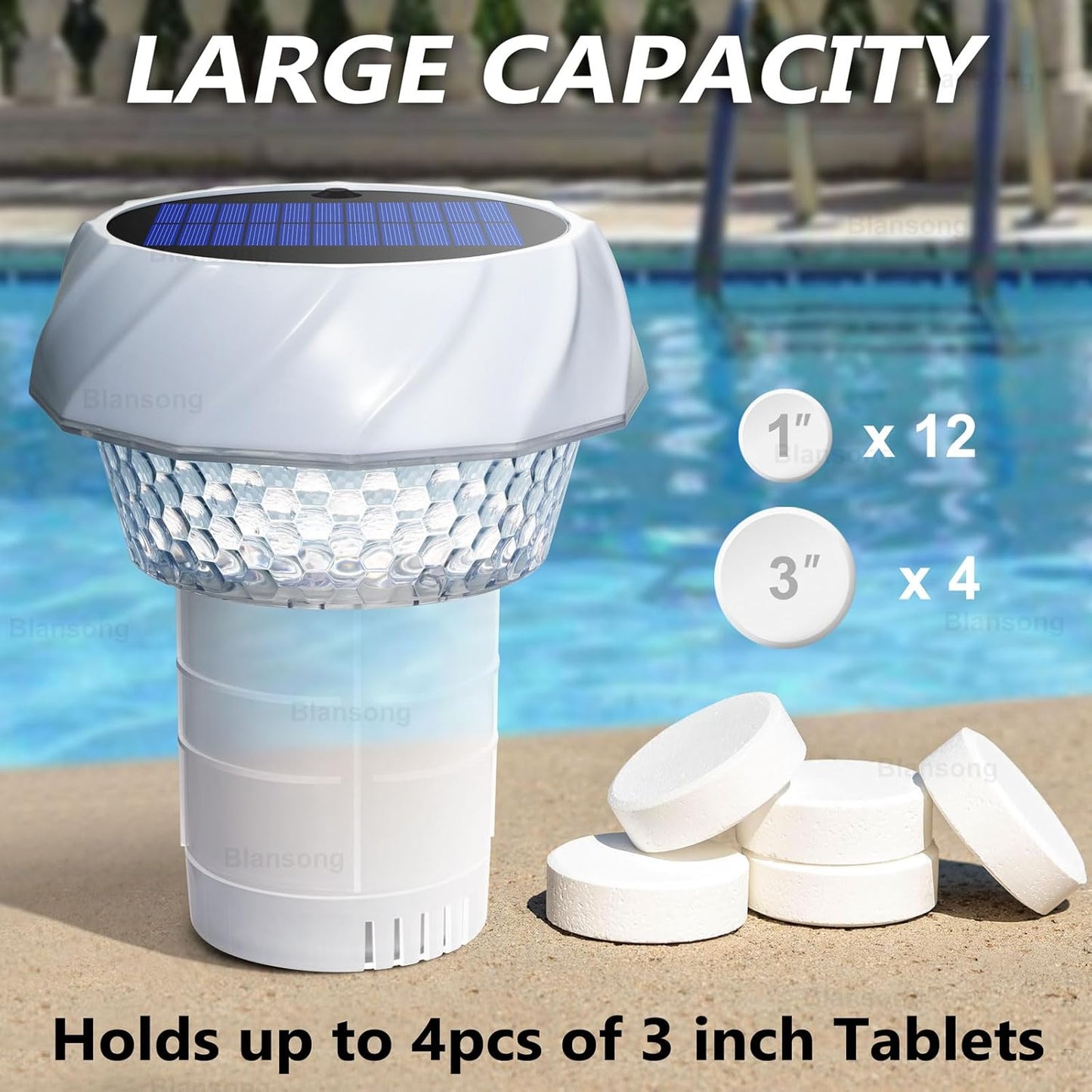 Solar Pool Chlorine Floater – Color Changing Dispenser with Remote & Timer