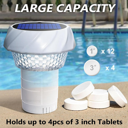 Solar Pool Chlorine Floater – Color Changing Dispenser with Remote & Timer