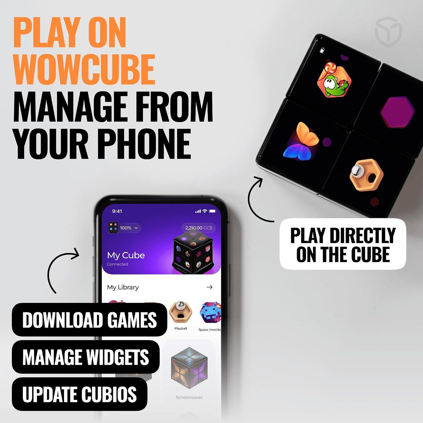 WOWCUBE Interactive Gaming Cube – 24 Screens, 100+ Games, Ages 13+