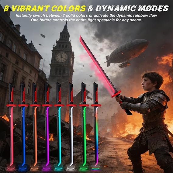RGB LED Sparking Sword – Cyberpunk Light Up Saber with Sound & Mist