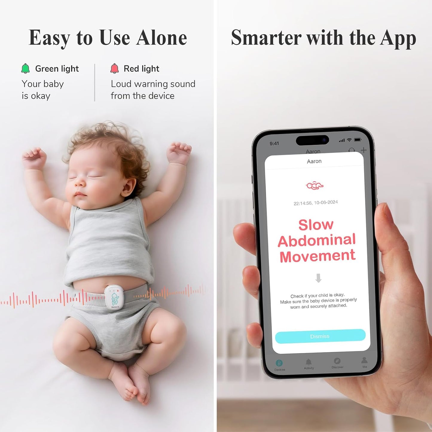 Sense-U Pro Baby Breathing & Sleep Monitor – Clip-On with Vibration Alerts