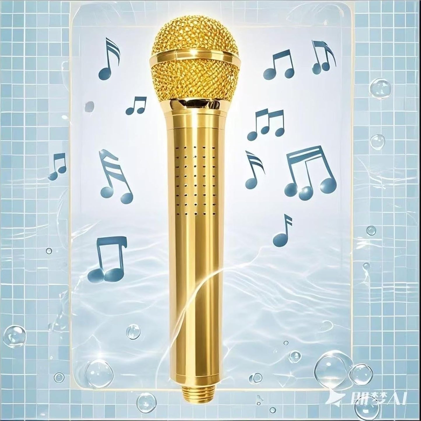 Singing Showerhead Microphone – Gold Aluminum Alloy Bathroom Karaoke Mic