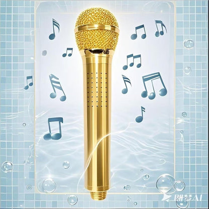 Singing Showerhead Microphone – Gold Aluminum Alloy Bathroom Karaoke Mic