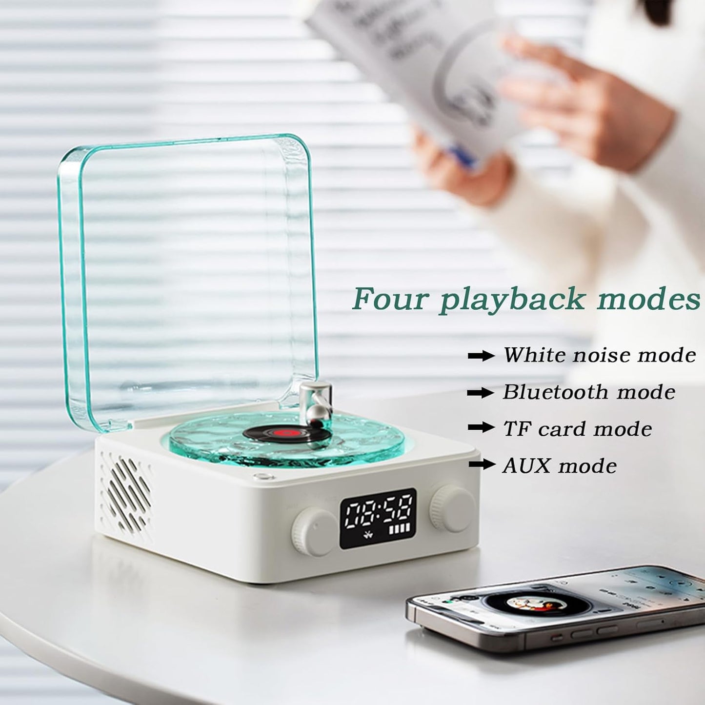 Bluetooth Speaker with Night Light – White Noise Sound Machine & Lamp
