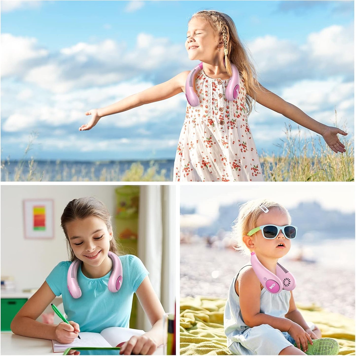 Kids Neck Fan – Portable Bladeless Cooling Fan for Kids with 4 Speeds
