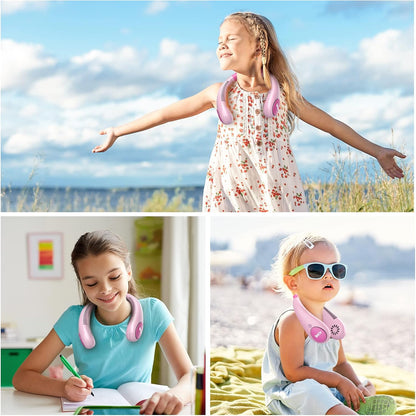 Kids Neck Fan – Portable Bladeless Cooling Fan for Kids with 4 Speeds