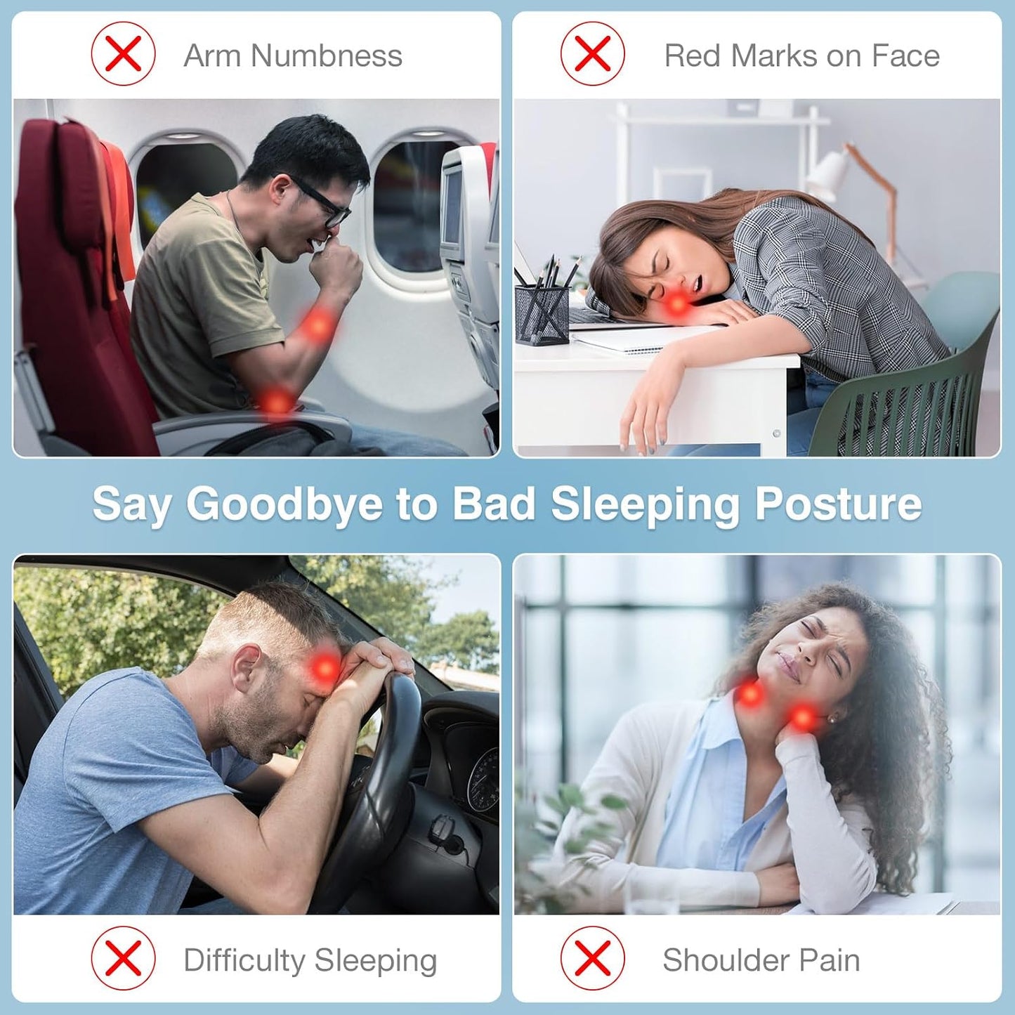 MoKo Inflatable Travel Neck Pillow – Ergonomic Airplane Pillow with Bag