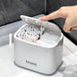 White pop-up cotton swab holder with 4 compartments mounted on bathroom wall