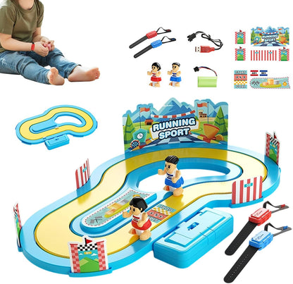 Motion sensing racing game toy with wireless wristband controllers