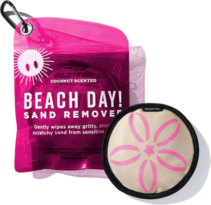 Pilotfish talc-free beach sand remover bag with coconut oil and natural ingredients