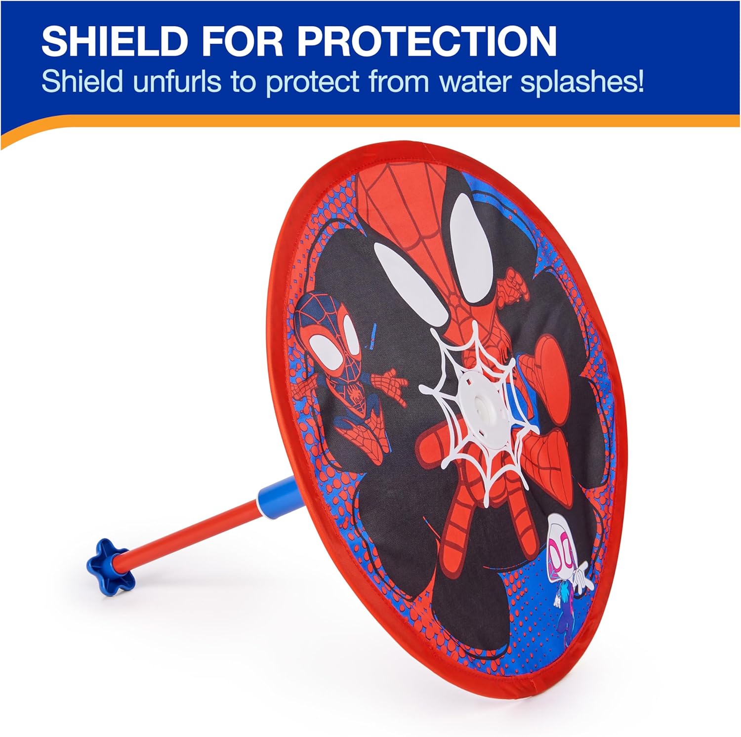 Spidey Aqua Shield Blaster with pop open shield for splash protection