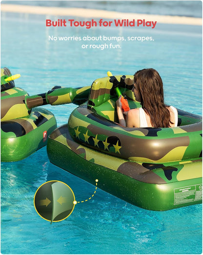 Inflatable Tank Pool Float with Water Cannon – Ride-On Squirt Toy for Kids & Adults