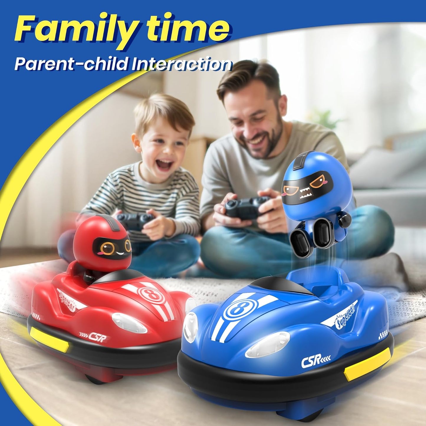 Mini RC Bumper Car with Light & Sound, 360° Rotating Toy