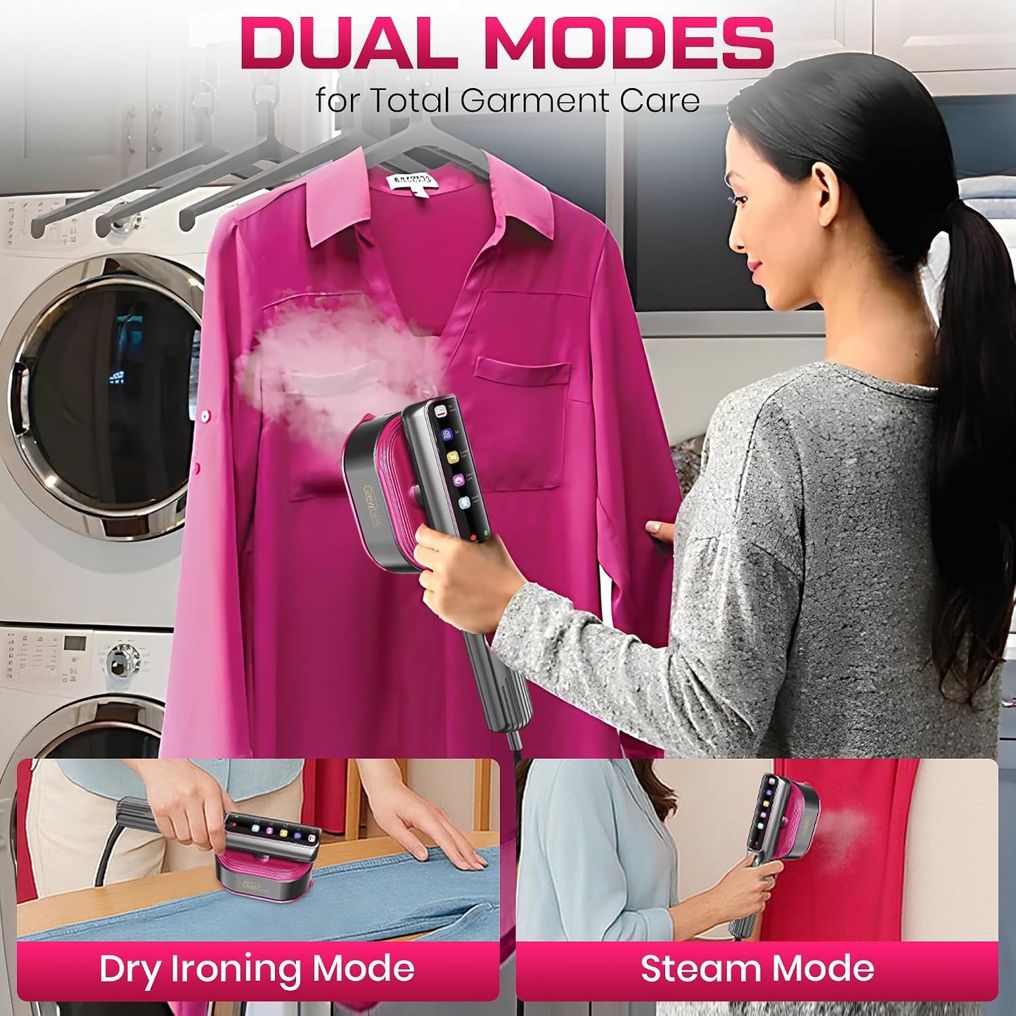2-in-1 Travel Garment Steamer & Iron – Handheld Portable Clothes Steamer