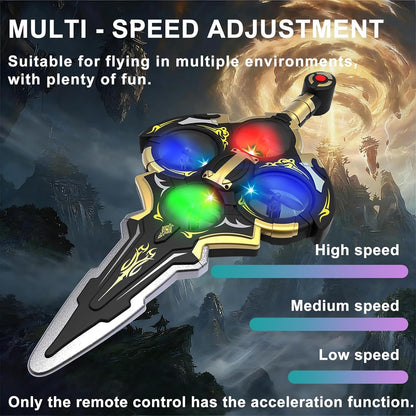Flying Sword Drone – RC Toy with LED Lights & 360° Flips, Ages 8+