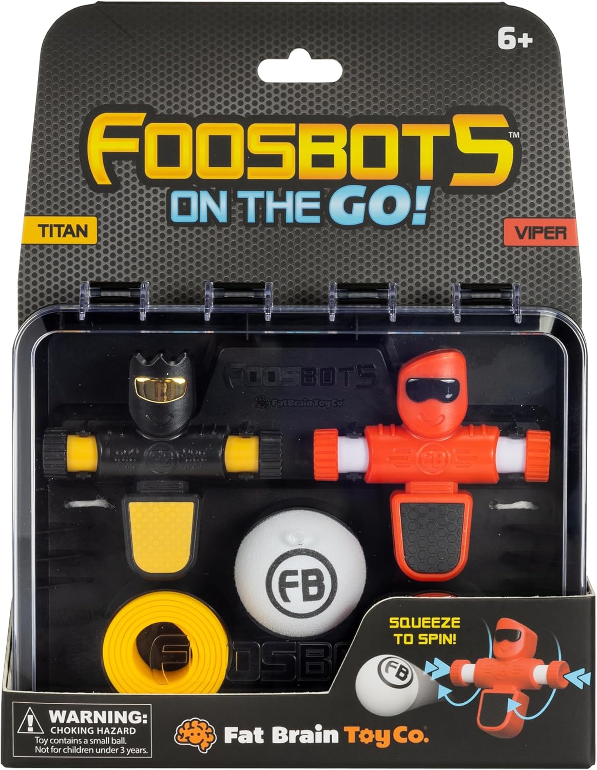 Fat Brain Toys Foosbots On the Go – 2 Player Tabletop Soccer Game