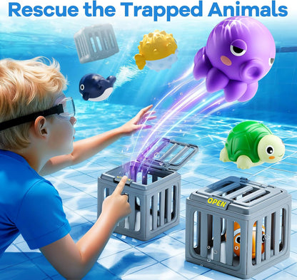 Kids Pool Diving Toy Set – Water Swim Dive Game with Fish Cages & Animals