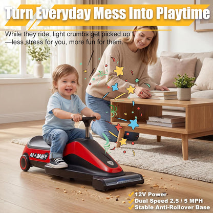 12V Kids Vacuum Go Kart – 2-Speed Electric Ride On Car for Ages 3+